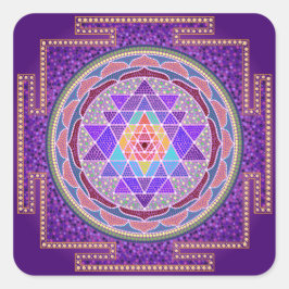 Adesivo Quadrado Roxo Sri Yantra