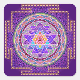 Adesivo Quadrado Roxo Sri Yantra