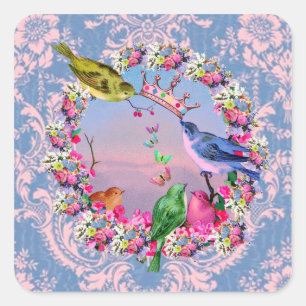 Adesivo Quadrado Royal Birds por Bella Bella Studios