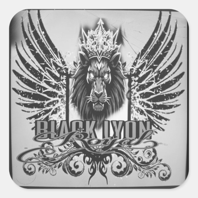 Adesivo Quadrado Royal black Lyon  (Frente)