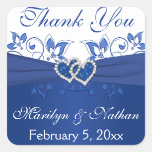 Adesivo Quadrado Royal Blue e White Hearts Sticker 2