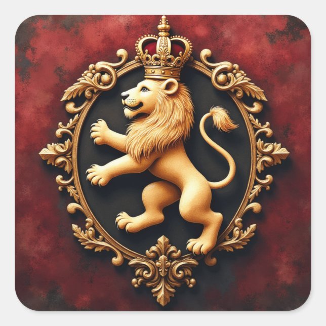 Adesivo Quadrado Royal Heraldic Tapestry Pattern (Frente)