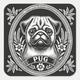 Adesivo Quadrado "Royal Pug Portrait"