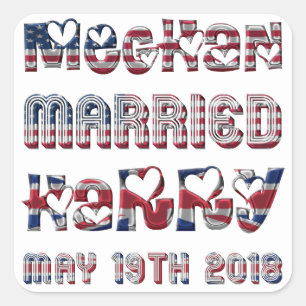 Adesivo Quadrado Royal Wedding Meghan Markle Prince Harry