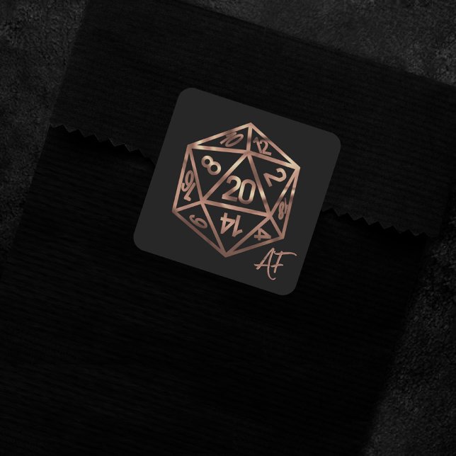 Adesivo Quadrado RPG Crit AF | Copper Fantasy Tabletop Gamer Dice (Criador carregado)