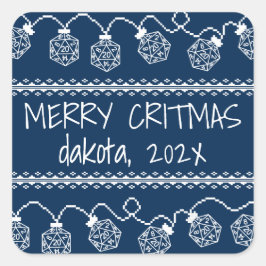 Adesivo Quadrado RPG Luzes azuis | Fantasy Tabletop Gamer Dice