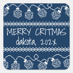 Adesivo Quadrado RPG Luzes azuis   Fantasy Tabletop Gamer Dice