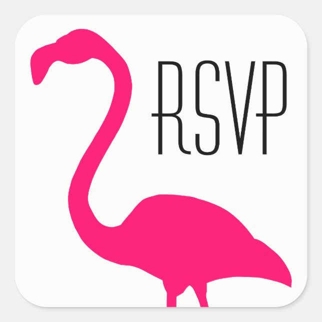 Adesivo Quadrado RSVP Flamingo Rosa Brilhante (Frente)