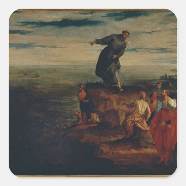 Adesivo Quadrado Rua. Anthony pregando no Peixe, c.1580 (Frente)