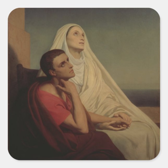 Adesivo Quadrado Rua. Augustine e sua mãe Rua. Monica, 1855 (Frente)