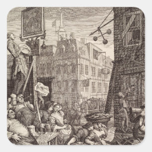 Adesivo Quadrado Rua da Cerveja de William Hogarth