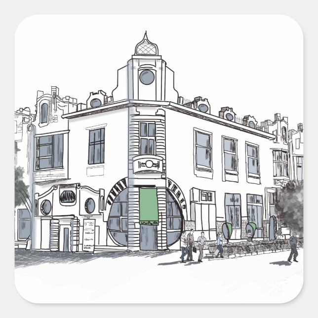 Adesivo Quadrado rua da cidade antiga (Frente)