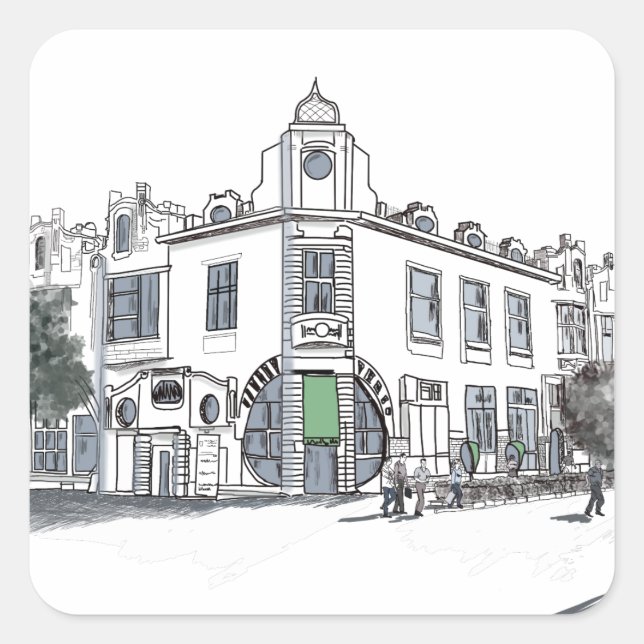 Adesivo Quadrado rua da cidade antiga (Frente)