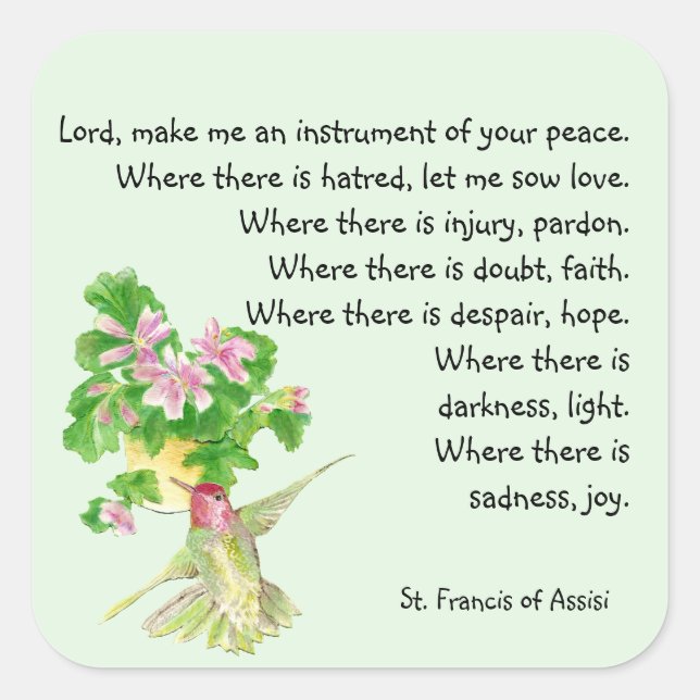 Adesivo Quadrado Rua de Aves de Capoeira de Hummingbird, Francis Pr (Frente)