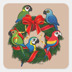 Adesivo Quadrado Rua de Natal Birdorable Macaws