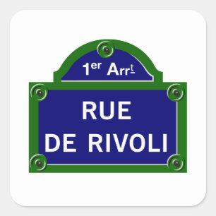 Adesivo Quadrado Rua de Rivoli, sinal de rua de Paris