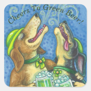 Adesivo Quadrado Rua, dia de Paddy, IRISH HOUNDS DOG STICKER Sheet