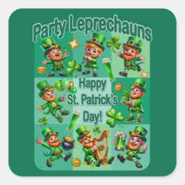Adesivo Quadrado Rua. Diversão de Patrick Adorável "Leprechauns do 