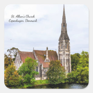 Adesivo Quadrado Rua, Igreja de Alban, Copenhaga