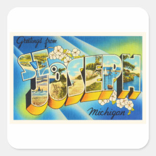 Adesivo Quadrado Rua Joseph Michigan MI Old Viagens vintage Souveni