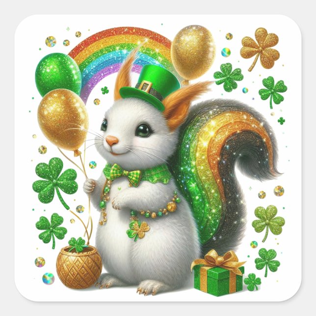 Adesivo Quadrado Rua, Patricks Day Bunny (Frente)