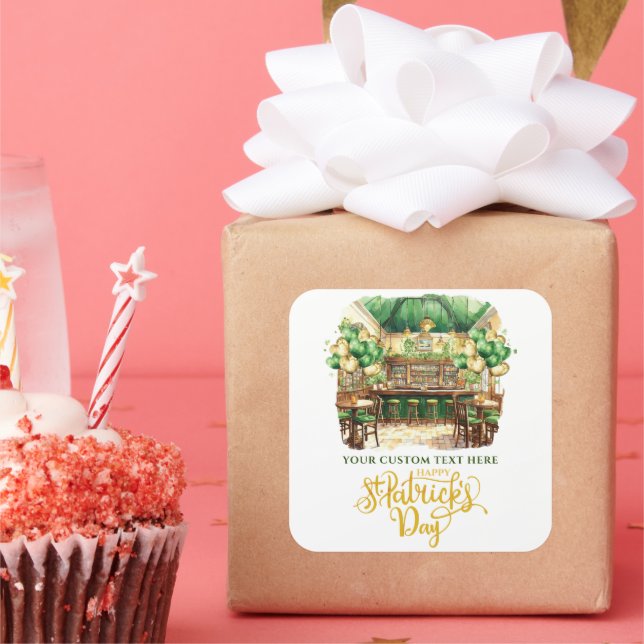 Adesivo Quadrado Rua, Pub do Dia de Patrick Personalizado (Festa)