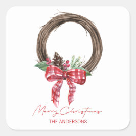 Adesivo Quadrado Rua russa de Grapevine Feliz Natal