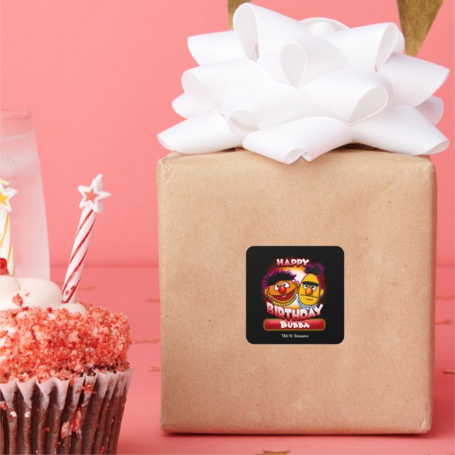 Adesivo Quadrado Rua Sésamo | Bert & Ernie Themed Birthday (Festa)