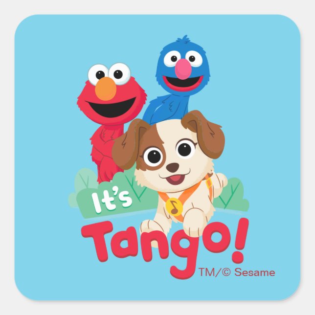 Adesivo Quadrado Rua Sésamo | É Tango com Elmo & Grover (Frente)