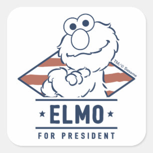 Adesivo Quadrado Rua Sésamo Vintage Elmo para Presidente
