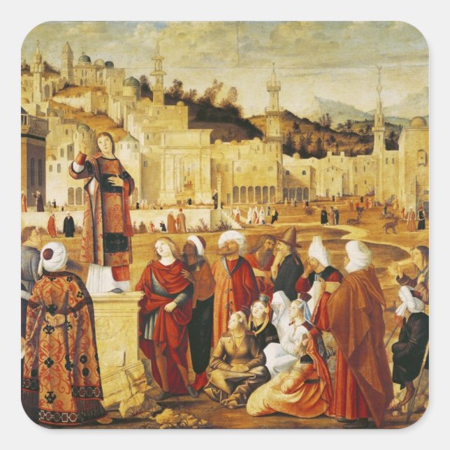 Adesivo Quadrado Rua, Stephen pregando (Frente)