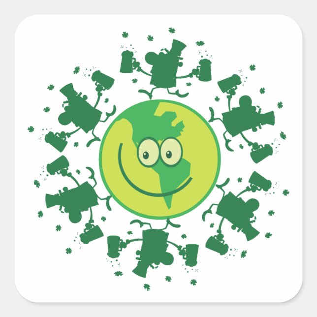 Adesivo Quadrado Rua, torrada de cerveja do dia de papai com duende (Frente)