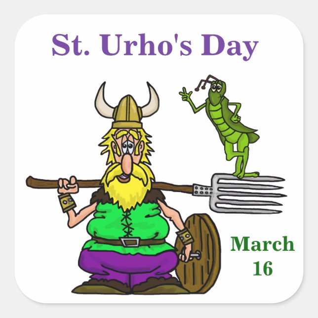 Adesivo Quadrado Rua. Urho Stickers com Gafanhoto de Paz (Frente)