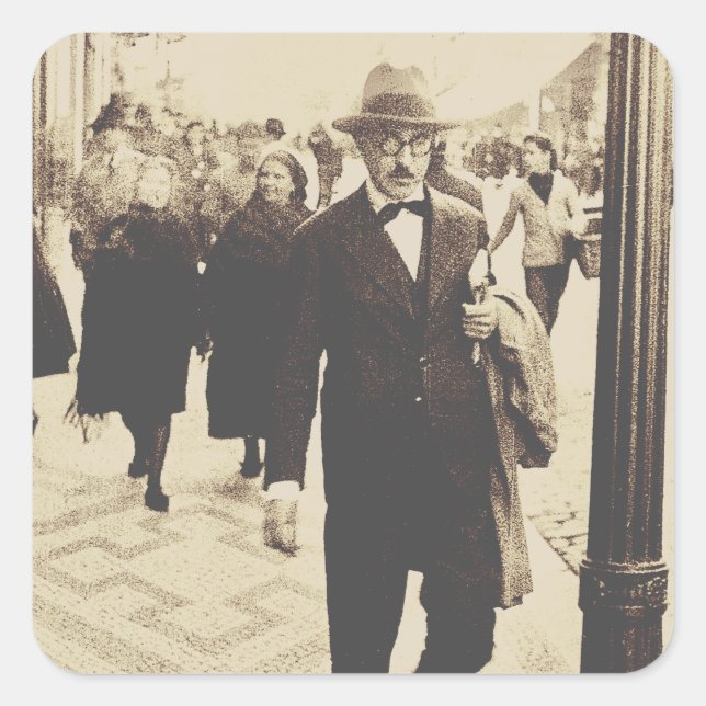 Adesivo Quadrado Ruas em Lisboa (Fernando Pessoa) (Frente)