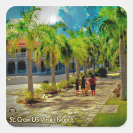 Adesivo Quadrado Ruas. Família Croix Virgin Islands Palm Trees