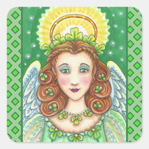 ADESIVO QUADRADO RUAS. O DIA DE PATRICK SHAMROCK ANGEL, IRLANDÊS BL