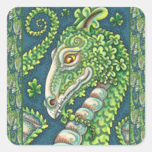ADESIVO QUADRADO   RUAS. O DRAGÃO VERDE DE SHAMROCK DE PATRICK, FA