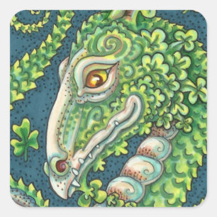 ADESIVO QUADRADO RUAS. O GREEN SHAMROCK DRAGON DE PATRICK, FANTASIA