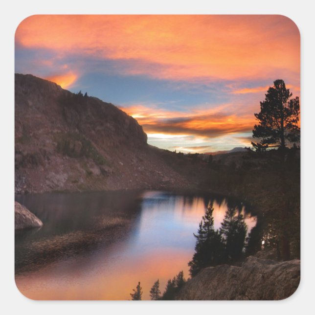 Adesivo Quadrado Ruby Lake Sunset - John Muir Trail - Sierra Nevada (Frente)