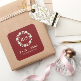 Adesivo Quadrado Ruby Radiance Red and Cream Wedding