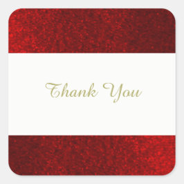 Adesivo Quadrado Ruby Red Faux Glitter Obrigado