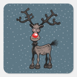 Adesivo Quadrado Rudolf, a Reindeer, tem olhos loucos