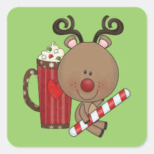 Adesivo Quadrado Rudy Reindeer Com Cacau