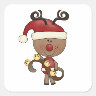 Adesivo Quadrado Rudy Reindeer Com Sinos