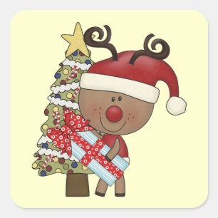 Adesivo Quadrado Rudy Reindeer Holiday Tree