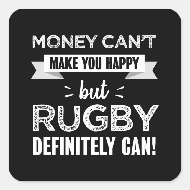 Adesivo Quadrado Rugby faz você feliz, Gift engraçado (Frente)
