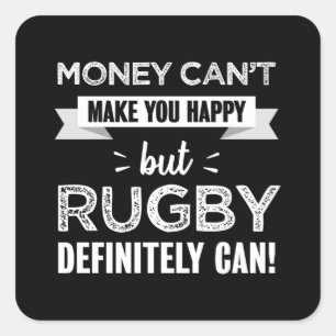 Adesivo Quadrado Rugby faz você feliz, Gift engraçado