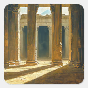 Adesivo Quadrado Ruínas do templo grego antigo