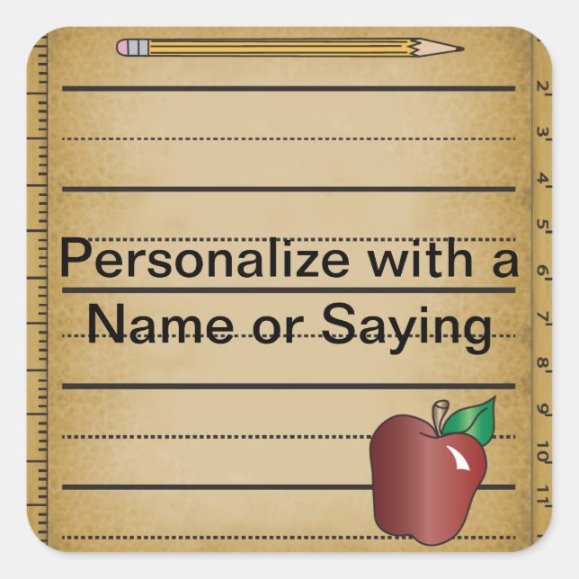 Adesivo Quadrado Ruler Paper Sticker for a Teacher (Frente)