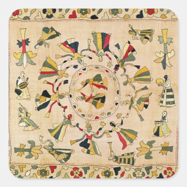 Adesivo Quadrado Rumal: cobrir de bordados quadrados mostrando Punj (Frente)